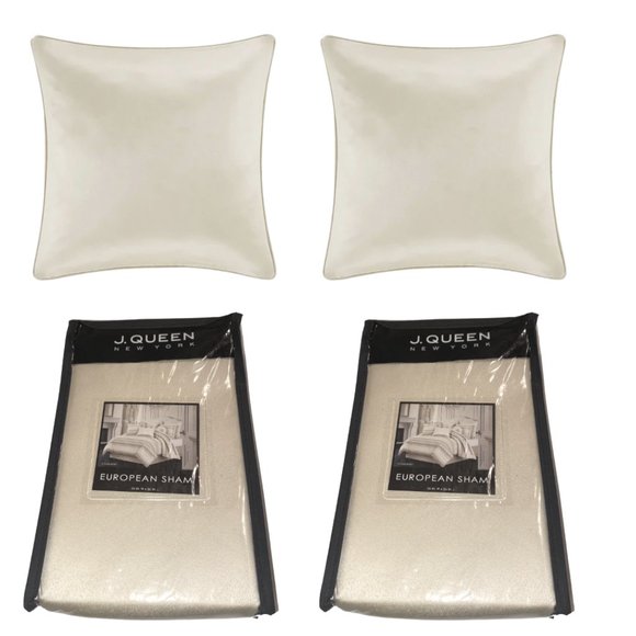 J. Queen New York Somerset European Shams Set of 2 Solid Beige - Picture 1 of 2